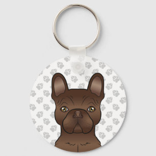 Chocolade Bruine Franse Bulldog Schattige Cartoon Sleutelhanger