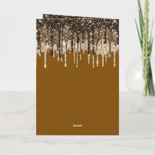 Chocolade Bruine Ijs Glitter Druppels Verjaardag Kaart (Achterkant)