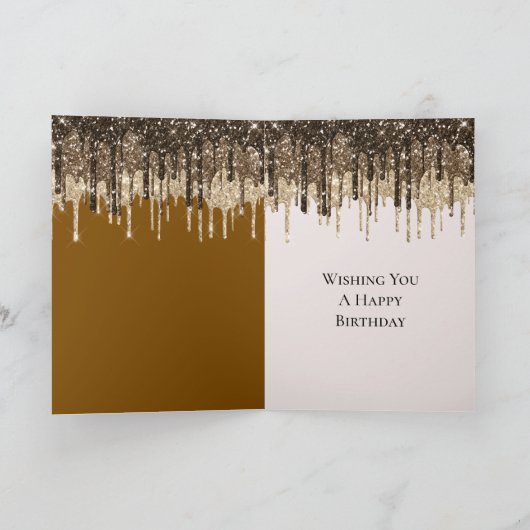 Chocolade Bruine Ijs Glitter Druppels Verjaardag Kaart (Binnen)