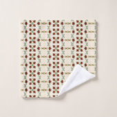 Chocolade bruine inkt zwart en rood bloemenset bad handdoek (Wasdoekje)