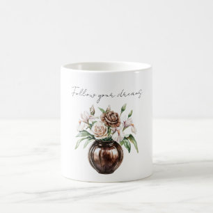 Chocolade Bruine Ivoren Crème Bloemen Koffiemok