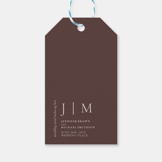 Chocolade Bruine Ivoren Formele Bruiloft Cadeaulabel (Voorkant)