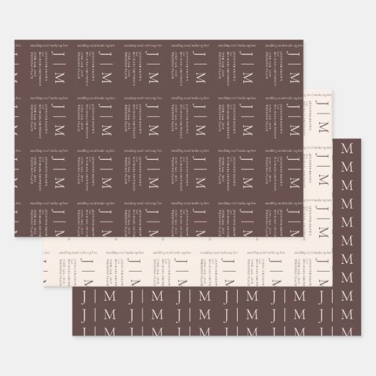 Chocolade Bruine Ivoren Formele Chic Bruiloft Inpakpapier Vel (Set)