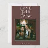 Chocolade Bruine Kant Oude Geld Foto Huwelijk Save The Date (Voorkant)