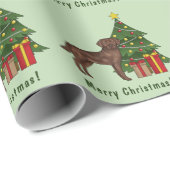 Chocolade Bruine Labrador Retriever Kerstboom Cadeaupapier (Rol Hoek)