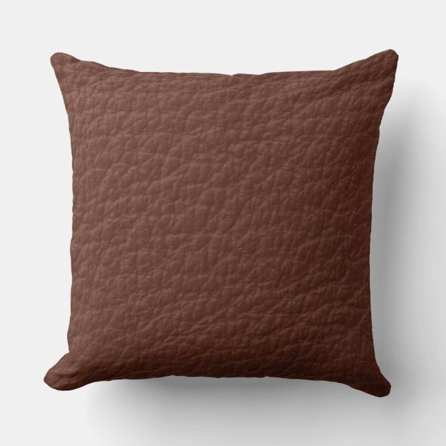 Chocolade Bruine Leer Look Print Kussen (Voorkant)