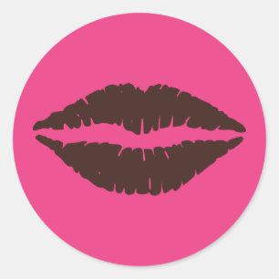 Chocolade Bruine Lipstick Print Roze Groot Ronde Sticker