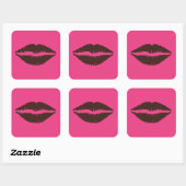 Chocolade Bruine Lipstick Print Roze Groot Vierkante Sticker (Vel)