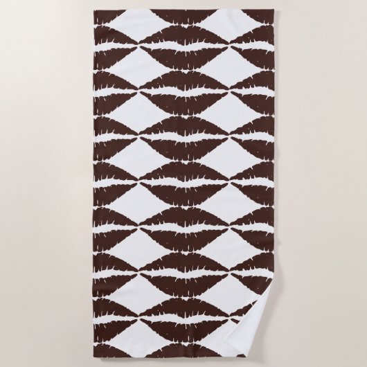 Chocolade Bruine Lipstick Print Strandlaken (Voorkant)