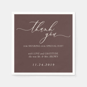 Chocolade Bruine Minimalistische Decoratie Bruilof Servet
