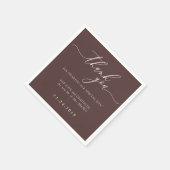 Chocolade Bruine Minimalistische Decoratie Bruilof Servet (Hoek)