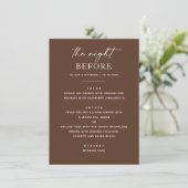 Chocolade Bruine Moderne Script Proefhuwelijksdine Menu (Staand voorkant)