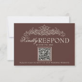 Chocolade Bruine Oude Geld QR Code Bruiloft RSVP Kaartje (Voorkant)