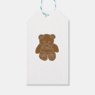 Chocolade bruine pastel Gingham Check Teddy Bear C Cadeaulabel