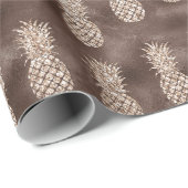 Chocolade Bruine Perzik Glitter Ananas Cadeaupapier (Rol Hoek)