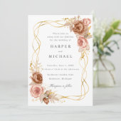 chocolade bruine roze roze trouwerij kaart (Staand voorkant)