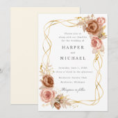 chocolade bruine roze roze trouwerij kaart (Voorkant / Achterkant)