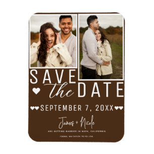 Chocolade Bruine Save the Date 2 Foto Bruiloft Magneet