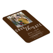 Chocolade Bruine Save the Date Foto Bruiloft Magneet (Rechterzijde)