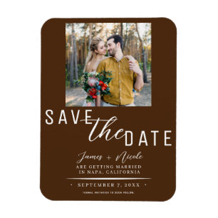 Chocolade Bruine Save the Date Foto Bruiloft Magneet
