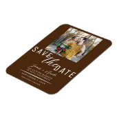 Chocolade Bruine Save the Date Foto Bruiloft Magneet (Linkerzijde)