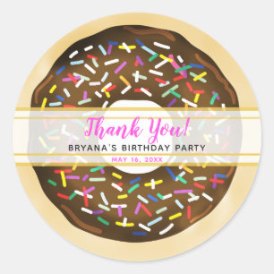 Chocolade Bruine Strooi Donuts Verjaardagsfeestje Ronde Sticker