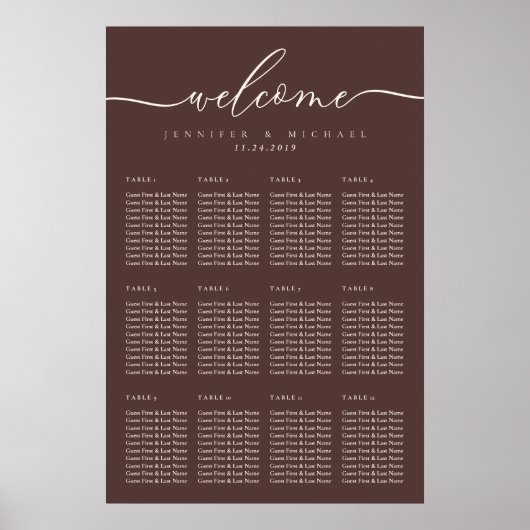 Chocolade Bruine Welkom Trouw Plaatsing Zitplaatse Poster (Voorkant)