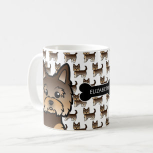 Chocolade Bruine Yorkie Met Hondenbot En Naam Koffiemok