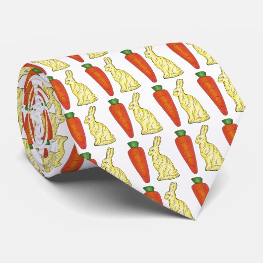 Chocolade Bunnies Carrots Easter Bunny Rabbit Stro Stropdas (Opgerold)