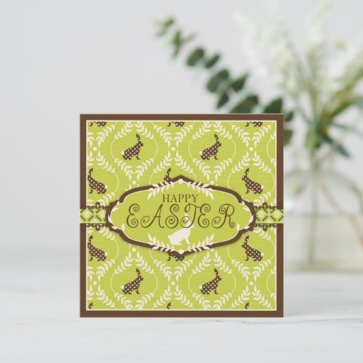 Chocolade Bunnies Invitation Square Kaart (Staand voorkant)