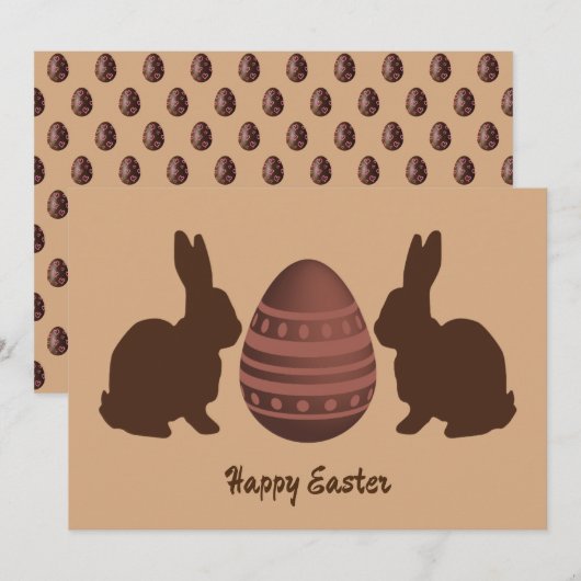 Chocolade Bunny Rabbit Happy Pasen Feestdagenkaart (Voorkant / Achterkant)