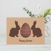 Chocolade Bunny Rabbit Happy Pasen Feestdagenkaart (Staand voorkant)