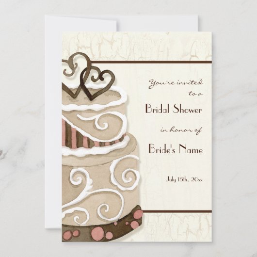 Chocolade Cake Bridal Shower Invitation Kaart (Voorkant)