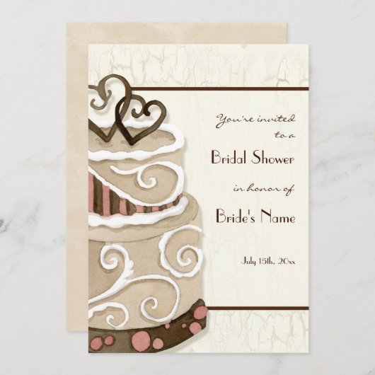 Chocolade Cake Bridal Shower Invitation Kaart (Voorkant / Achterkant)