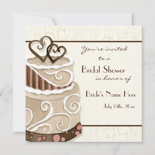Chocolade Cake Bridal Shower Invitation Kaart (Voorkant)