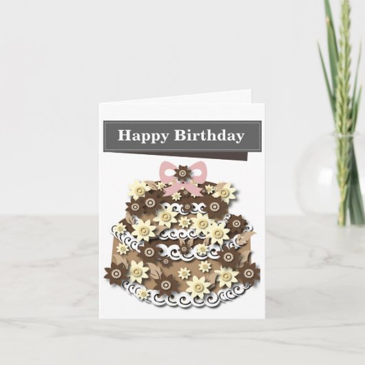 Chocolade Cake Editable Birthday Kaart (Voorkant)