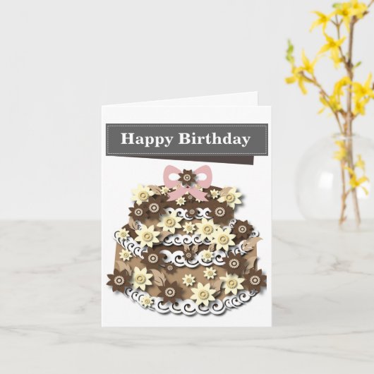 Chocolade Cake Editable Birthday Kaart (Gele Bloem)