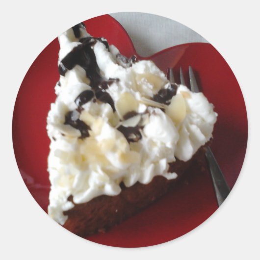 Chocolade Cake Heart Bord Ronde Sticker (Voorkant)