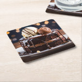 Chocolade Cake Kartonnen Onderzetters (Schuin)