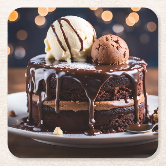 Chocolade Cake Kartonnen Onderzetters (Voorkant)