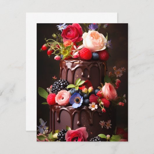 Chocolade Cake Notitiekaartje (Voorkant / Achterkant)