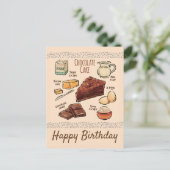 Chocolade Cake Recept Verjaardag Briefkaart (Staand voorkant)