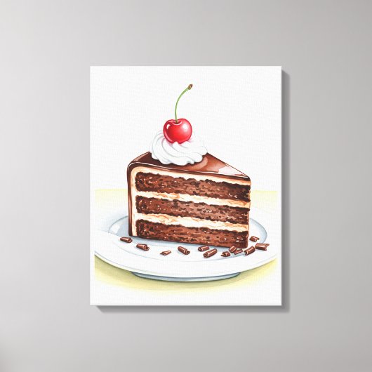 Chocolade Cake Stretched Canvas Muurkunst Afdruk (Voorkant)