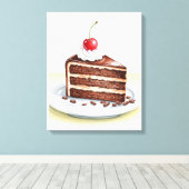 Chocolade Cake Stretched Canvas Muurkunst Afdruk (Insitu (Houten vloer))