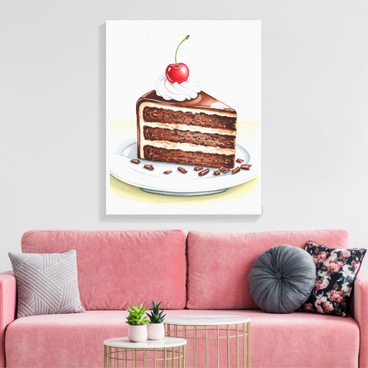 Chocolade Cake Stretched Canvas Muurkunst Afdruk (Insitu (Woonkamer))