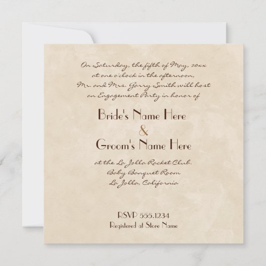 Chocolade Cake Swirl Bridal Shower Kaart (Achterkant)