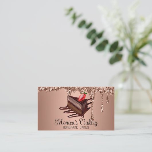 Chocolade Cakes Desserts Sweets Homemade Bakery Visitekaartje (Staand voorkant)