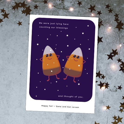 Chocolade Candy Corn Duo "CountingBlessings" Herfs Feestdagenkaart