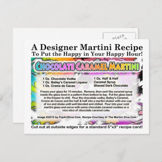 Chocolade Caramel Martini Recept Briefkaart (Voorkant / Achterkant)