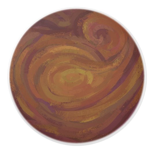 Chocolade Carmel Swirl Keramische Knop (Voorkant)